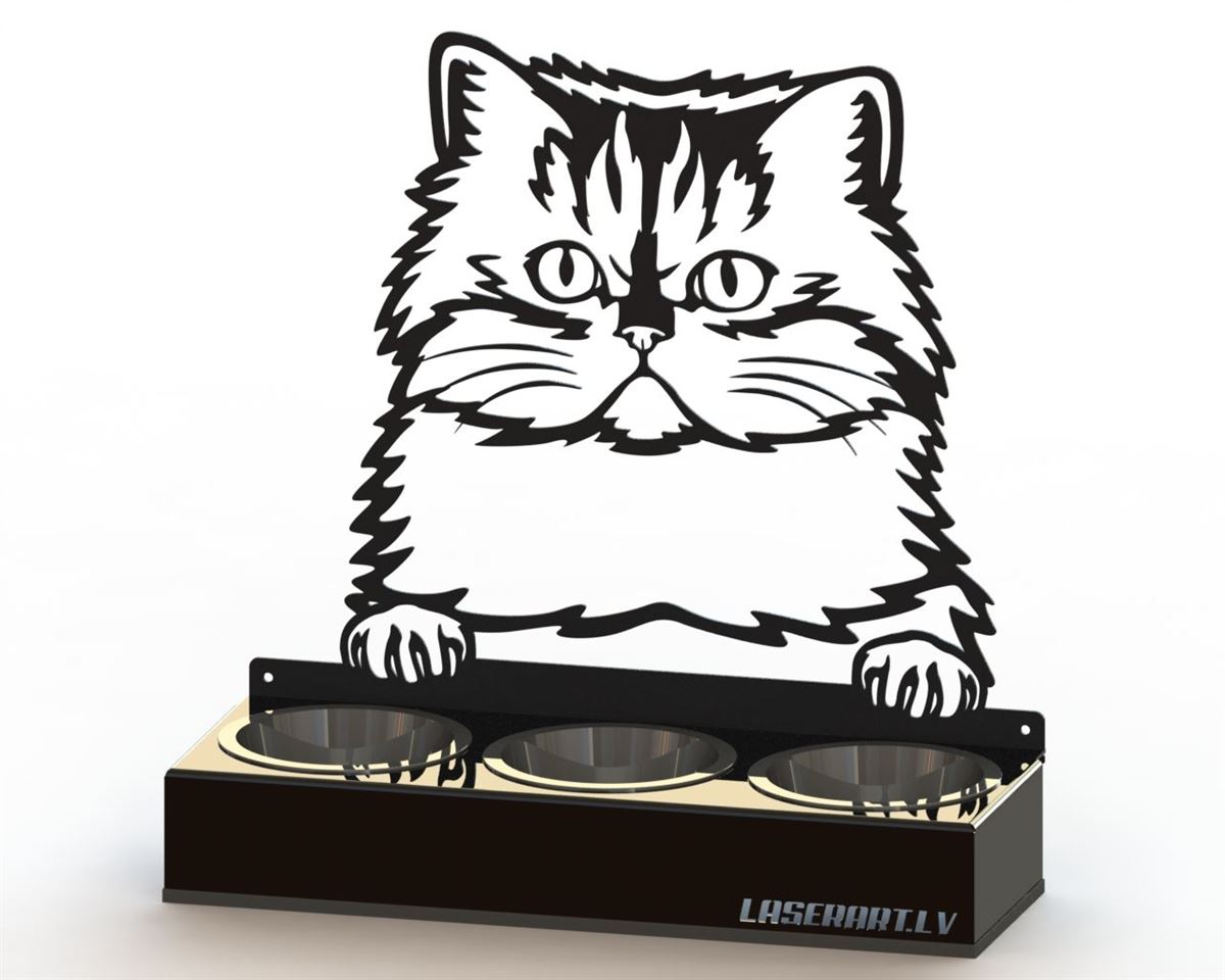 3-Bowl Cat Feeder, Persian Cat breed, Raised Feeding Station