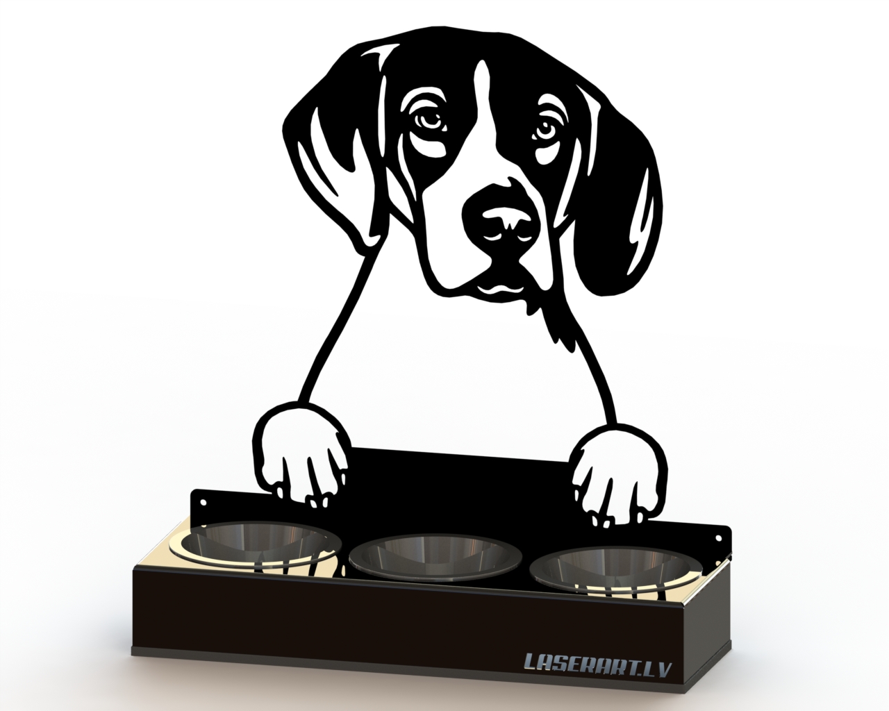3-Bowl Dog Feeder, Harriers Dog breed, Raised Feeding Station