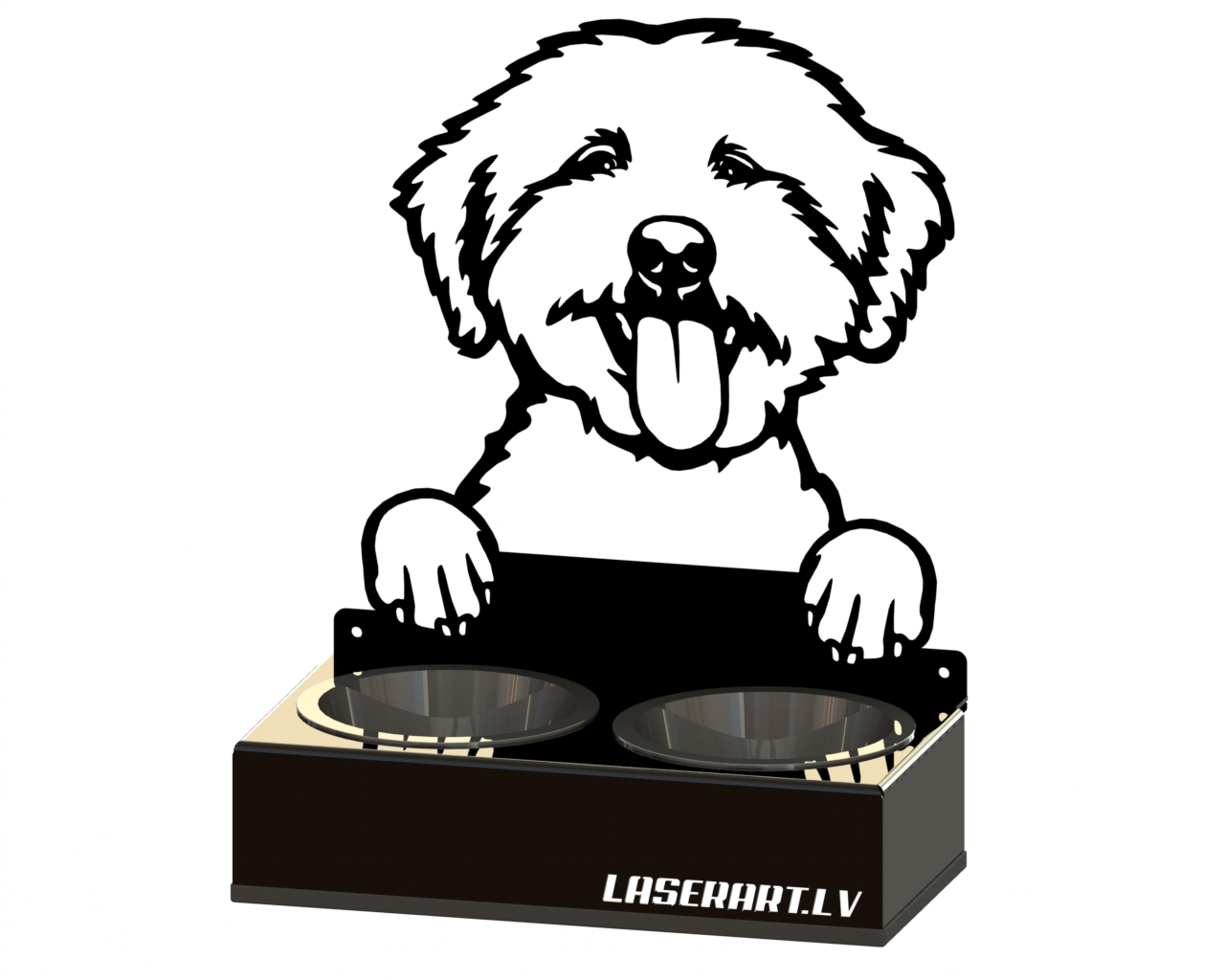 2-Bowl Dog Feeder, Lagotti Romagnoli Dog breed, Raised Feeding Station