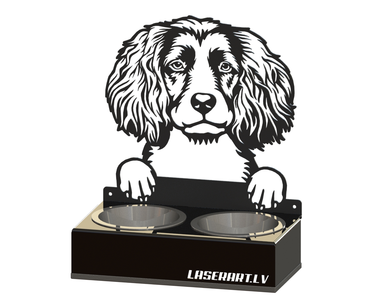 2-Bowl Dog Feeder, Spaniels (Boykin) Dog breed, Raised Feeding Station